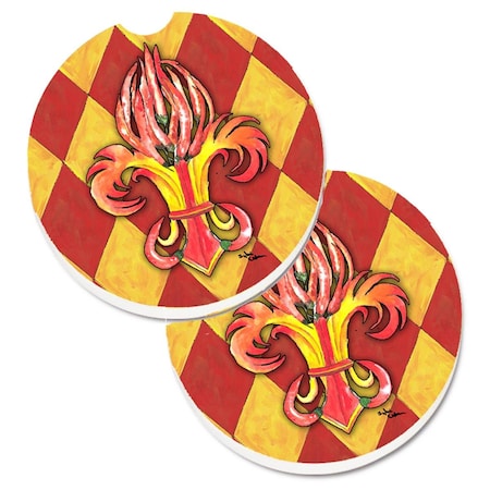 Carolines Treasures Peppers Fleur De Lis Set of 2 Cup Holder Car Coaster 8499CARC